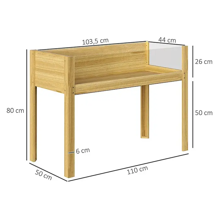 Outsunny Kräuterhochbeet - Material: Holz - Erhöhtes Hochbeet aus Holz mit transparenter Acrylseite, Naturholz-Finish.