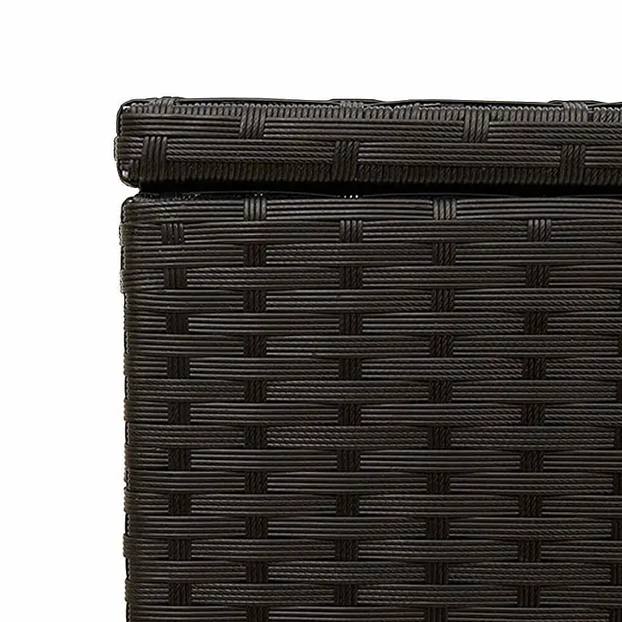 Furnicato Garten-Aufbewahrungsbox - Schwarz, Kunststoff - Dunkelbraunes geflochtenes Rattanmöbelteil mit ausgeprägter Oberkante.