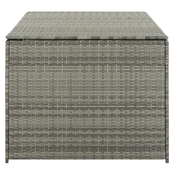 Furnicato Garten-Aufbewahrungsbox - Grau, Naturmaterialien - Graue Polyrattan-Aufbewahrungsbox mit Deckel.