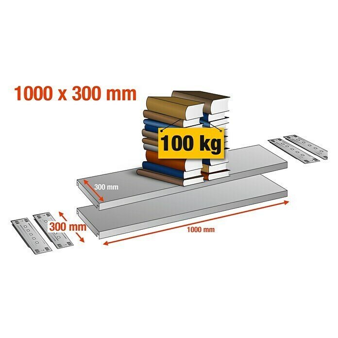 Scholz System Legplanken (1.000 x 300 mm, Draagkracht: 100 kg/verdieping)
