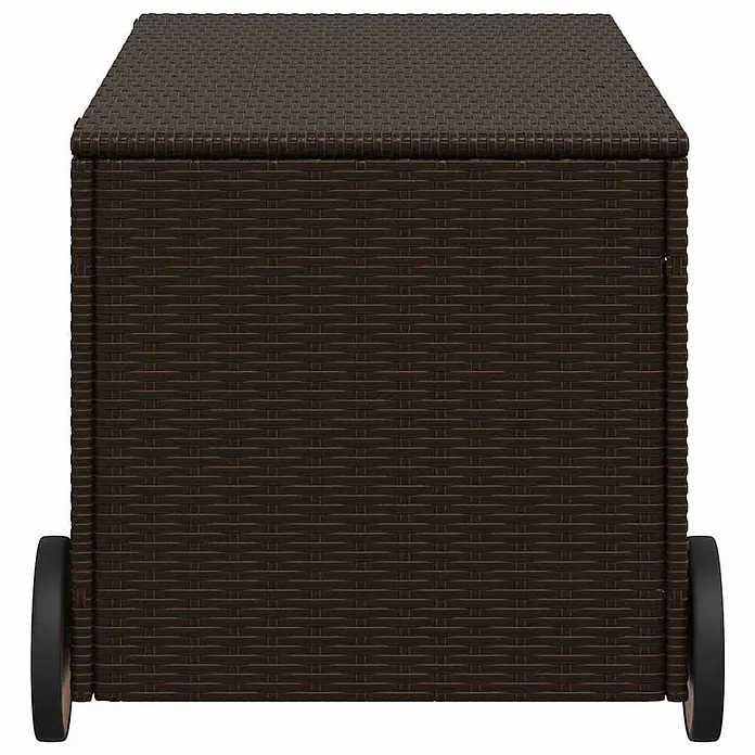 Furnicato Garten-Aufbewahrungsbox - L x B x H: 55 x 107 x 53 cm, Braun, Kunststoff - Braune Polyrattan-Gartenaufbewahrungsbox mit Rollen für einfache Mobilität.