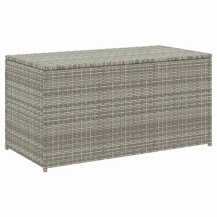 Furnicato Garten-Aufbewahrungsbox - Grau, Naturmaterialien - Rechteckige hellgraue Polyrattan-Aufbewahrungsbox.