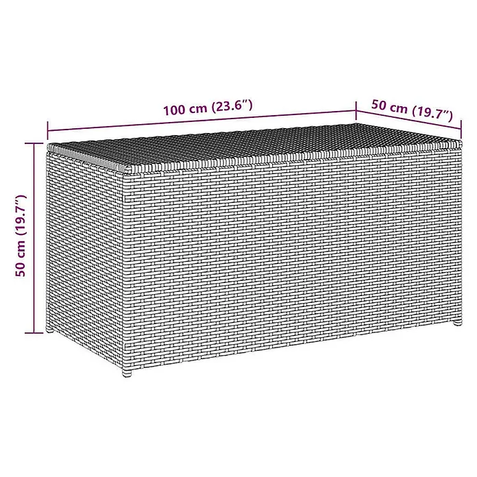 Furnicato Garten-Aufbewahrungsbox - Grau, Naturmaterialien - Graue, geflochtene Aufbewahrungsbox, 100x50x50 cm, für den Außenbereich.