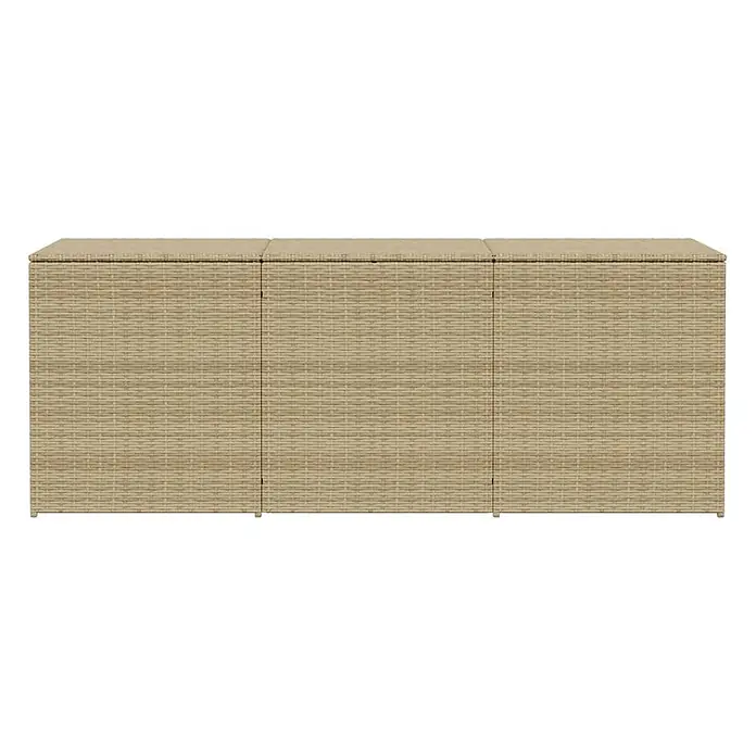 Furnicato Garten-Aufbewahrungsbox PE-Rattan - Mischung aus Beige, Kunststoff - Hellbraune dreifache Garten-Aufbewahrungsbank mit geflochtener Rattan-Optik.
