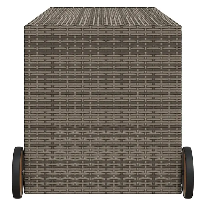 Furnicato Garten-Aufbewahrungsbox - L x B x H: 55 x 127 x 59,5 cm, Grau, Kunststoff - Rechteckige braun-graue Rattan-Optik Aufbewahrungsbox mit zwei schwarzen Rädern.