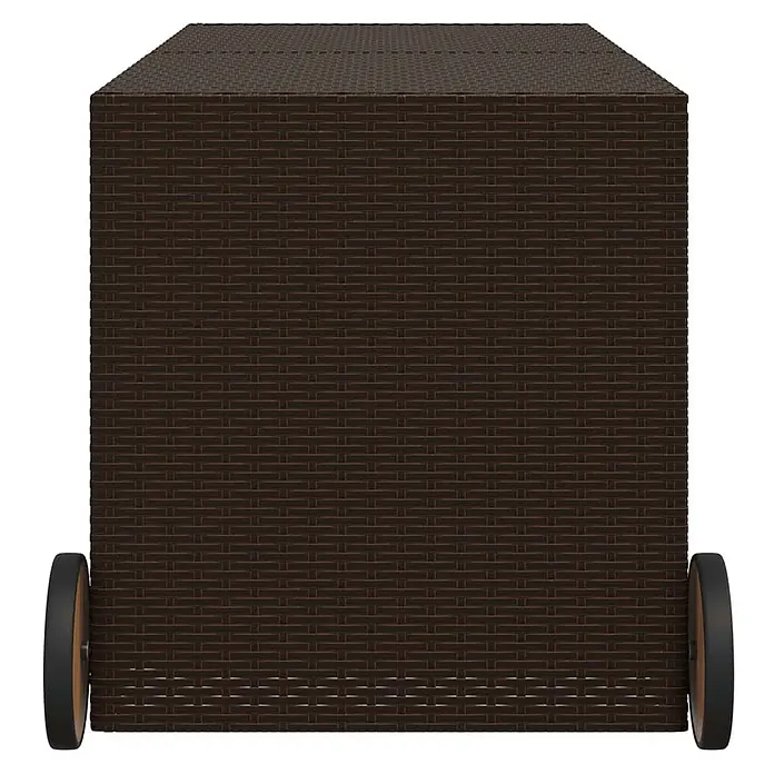 Furnicato Garten-Aufbewahrungsbox - L x B x H: 55 x 127 x 59,5 cm, Braun, Kunststoff - Dunkelbraune rechteckige Aufbewahrungsbox mit Rattan-Optik und Rollen.