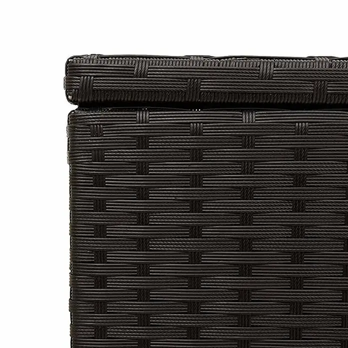 Furnicato Garten-Aufbewahrungsbox - Schwarz, Naturmaterialien - Detailansicht eines dunkelbraunen geflochtenen Kunst-Rattanmöbels.