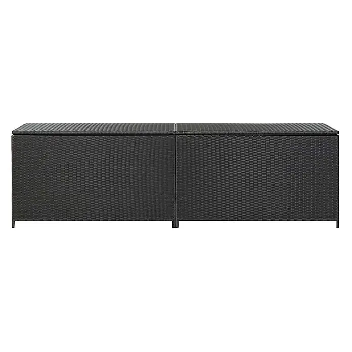 Furnicato Garten-Aufbewahrungsbox - Schwarz, Naturmaterialien - Dunkelgraue Rattan-Effekt-Aufbewahrungsbox mit zwei Deckeln.