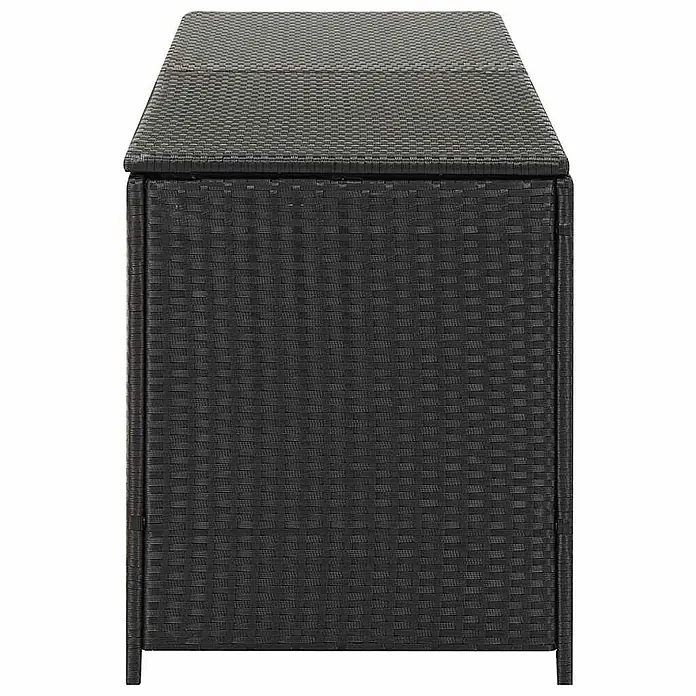 Furnicato Garten-Aufbewahrungsbox - L x B x H: 50 x 200 x 60 cm, Schwarz, Kunststoff - Anthrazitfarbene Rattan-Optik Aufbewahrungsbank mit gewebter Struktur und flacher Oberseite.