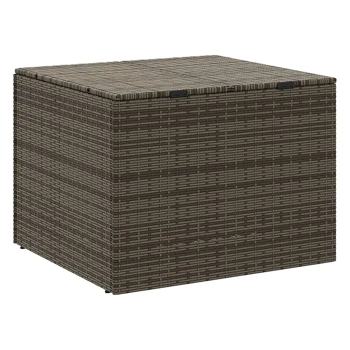 Furnicato Garten-Aufbewahrungsbox - L x B x H: 75 x 80 x 59 cm, Grau, Kunststoff - Braune geflochtene Rattan-Look Outdoor-Aufbewahrungsbox mit Deckel.