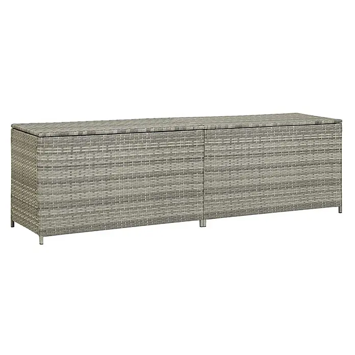 Furnicato Garten-Aufbewahrungsbox - Grau, Naturmaterialien - Lange, rechteckige graue Rattan-Optik Outdoor-Aufbewahrungsbox.