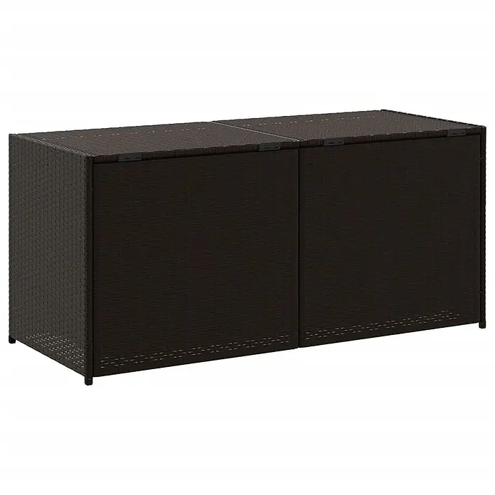 Furnicato Garten-Aufbewahrungsbox - L x B x H: 50 x 120 x 56 cm, Braun, Kunststoff - Dunkelbraune rechteckige Rattan-Optik Outdoor-Aufbewahrungsbox mit zwei Klappdeckeln.