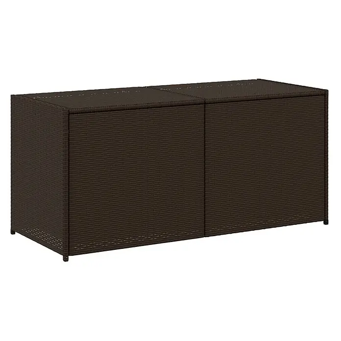 Furnicato Garten-Aufbewahrungsbox - Braun, Naturmaterialien - Dunkelbraune Rattan-Optik Outdoor-Aufbewahrungsbox mit zwei Deckeln und kleinen Füßen.