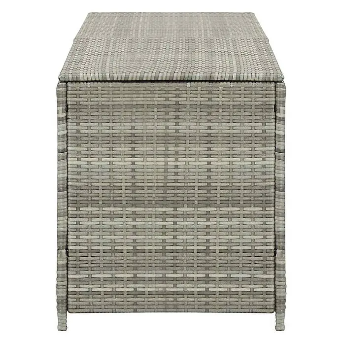 Furnicato Garten-Aufbewahrungsbox - Grau, Naturmaterialien - Graue Aufbewahrungsbox aus Polyrattan in Würfelform mit Deckel.