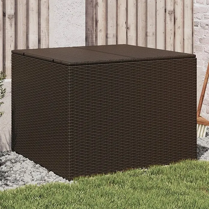 Furnicato Garten-Aufbewahrungsbox - Braun, Kunststoff - Dunkelbraune Outdoor-Aufbewahrungsbox aus Polyrattan.