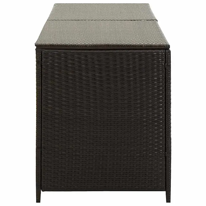 Furnicato Garten-Aufbewahrungsbox - Braun, Naturmaterialien - Dunkelbraune Rattan-Gartenaufbewahrungsbox mit hellerem Deckel.