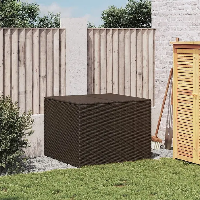 Furnicato Garten-Aufbewahrungsbox - Braun, Kunststoff - Dunkelbraune Aufbewahrungsbox in Rattanoptik für den Außenbereich im Garten.