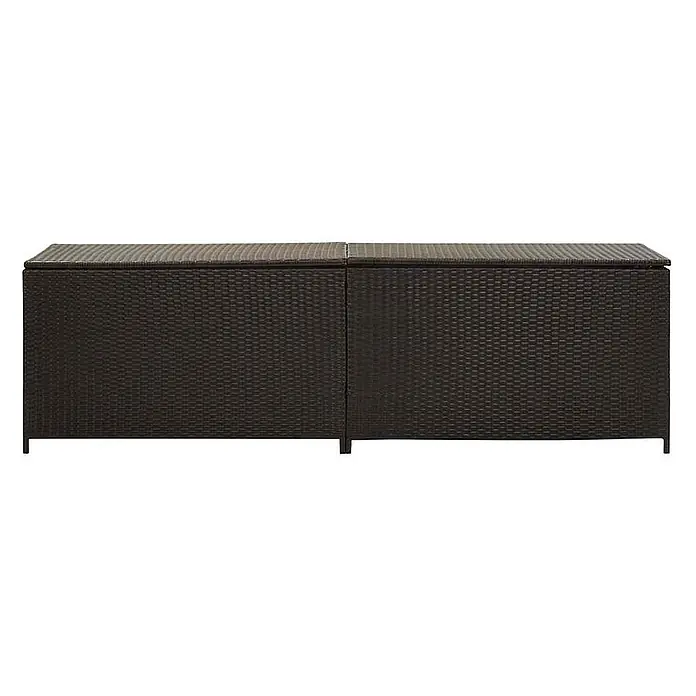 Furnicato Garten-Aufbewahrungsbox - Braun, Naturmaterialien - Dunkelbraune rechteckige Outdoor-Aufbewahrungsbox in Rattanoptik mit zwei Klappdeckeln.