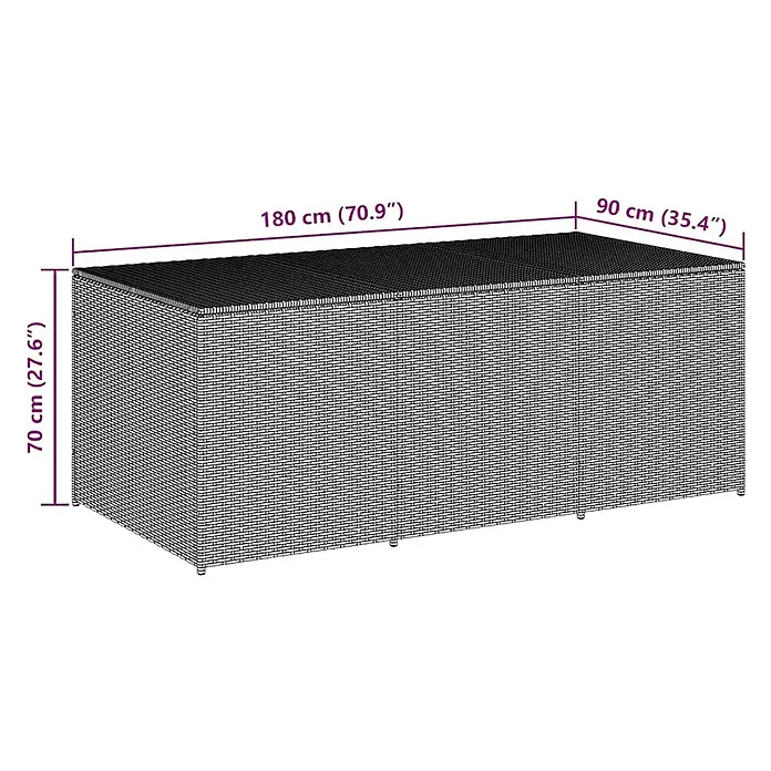 Furnicato Garten-Aufbewahrungsbox - Braun, Naturmaterialien - Dunkle rechteckige Outdoor-Aufbewahrungsbox aus Geflecht mit flachem Deckel.
