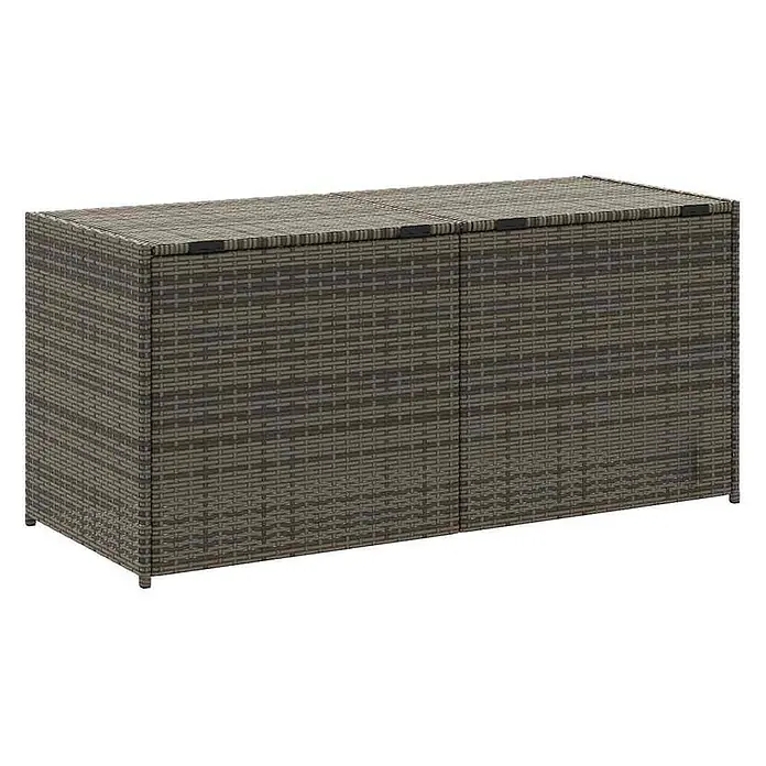 Furnicato Garten-Aufbewahrungsbox - L x B x H: 50 x 120 x 56 cm, Grau, Kunststoff - Graue Rattan-Optik Outdoor-Aufbewahrungsbox mit zwei Deckeln.