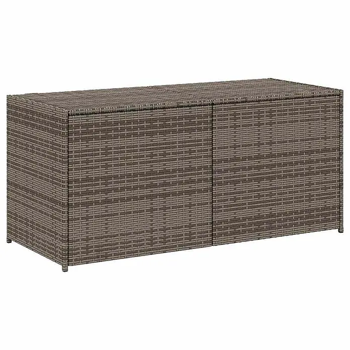Furnicato Garten-Aufbewahrungsbox - Grau, Kunststoff - Rechteckige braune Polyrattan-Aufbewahrungsbox für den Außenbereich mit zwei Deckeln.