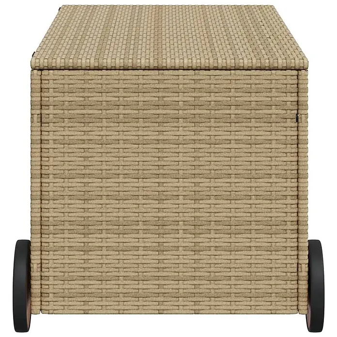 Furnicato Garten-Aufbewahrungsbox - Mischung aus Beige, Kunststoff - Hellbraune Rattan-Aufbewahrungsbox mit Deckel und Rollen.