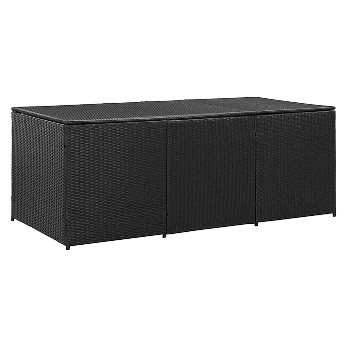 Furnicato Garten-Aufbewahrungsbox - Schwarz, Naturmaterialien - Schwarze Rattan-Optik Outdoor-Aufbewahrungsbox mit mehreren Fächern.
