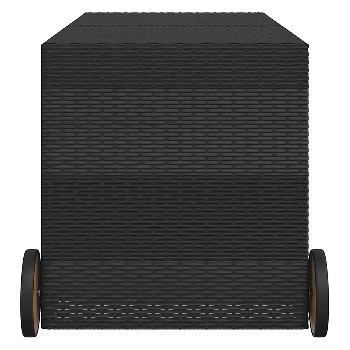 Furnicato Garten-Aufbewahrungsbox - L x B x H: 55 x 127 x 59,5 cm, Schwarz, Kunststoff - Dunkelgrauer rechteckiger Korbwagen mit zwei Rädern.