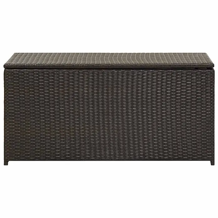 Furnicato Garten-Aufbewahrungsbox - Braun, Naturmaterialien - Rechteckige, dunkelbraune Aufbewahrungsbox aus Geflecht mit flachem Deckel.