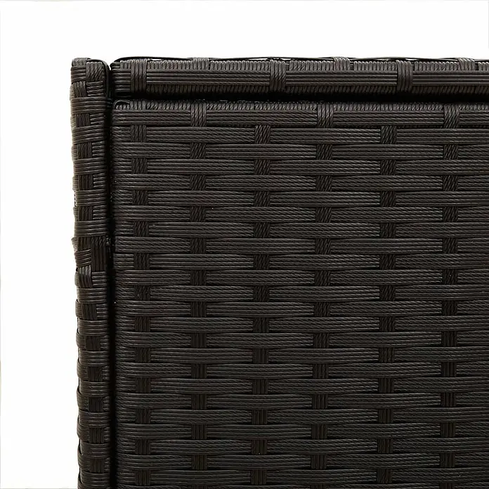 Furnicato Garten-Aufbewahrungsbox - L x B x H: 55 x 127 x 59,5 cm, Schwarz, Kunststoff - Dunkelbraune geflochtene Rattan-Oberfläche, Teil eines Gartenmöbels oder einer Aufbewahrungsbox.