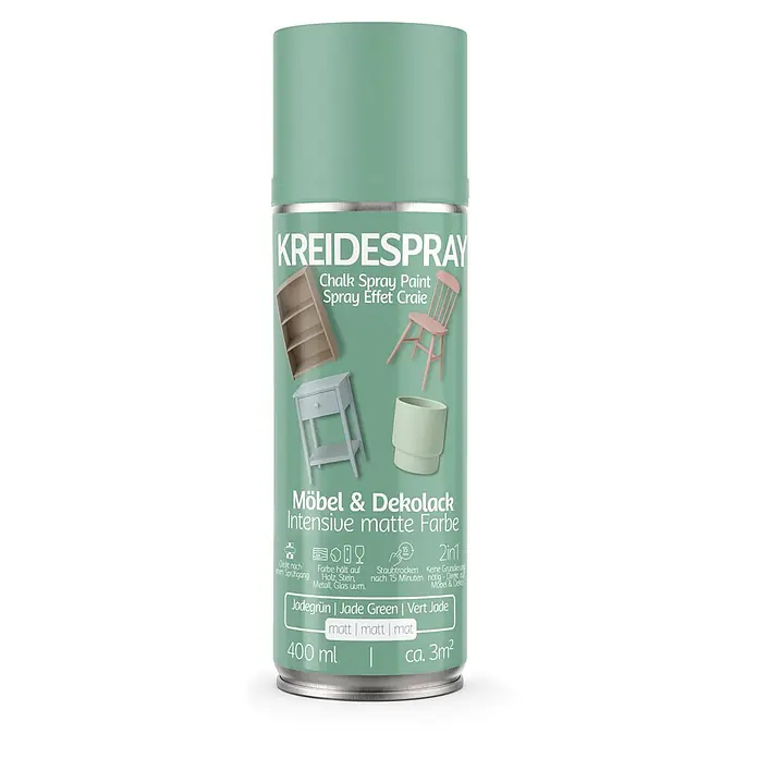 COLORS Kreidespray Möbel & Dekolack 400ml Matt Jadegrün -  - Jadegrüne Kreidespraydose für Möbel und Dekoration, 400ml, intensive matte Farbe für verschiedene Oberflächen.
