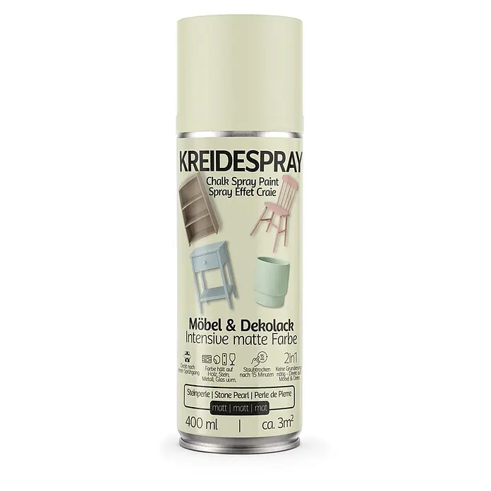 Colors Farbspray Kreidespray Möbel & Dekolack 400ml Matt Steinperle - Steinperle, Sprühdose - Sprühdose Kreidespray in Steinperle (helles Beige-Grün) für Möbel und Deko.