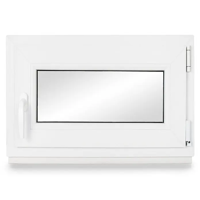 Neruli Kunststofffenster 85x85 cm(BxH) DIN Rechts 3 -fach Glas Dichtung Schwarz - 85 x 85 cm, DIN Anschlag: Rechts, Weiß - Weißes PVC-Fenster mit Griff und Scharnieren.
