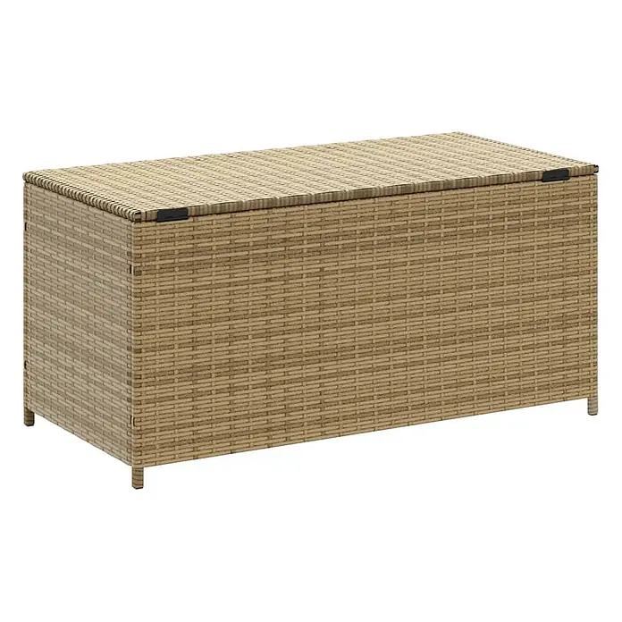 Furnicato Garten-Aufbewahrungsbox - Mischung aus Beige, Kunststoff - Rechteckige beigefarbene Rattan-Aufbewahrungsbox mit Scharnierdeckel.