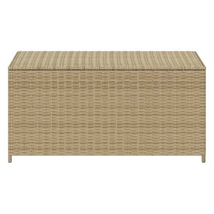 Furnicato Garten-Aufbewahrungsbox PE-Rattan - Mischung aus Beige, Kunststoff - Rechteckige beigefarbene Aufbewahrungsbox im Rattan-Stil mit flachem Deckel.