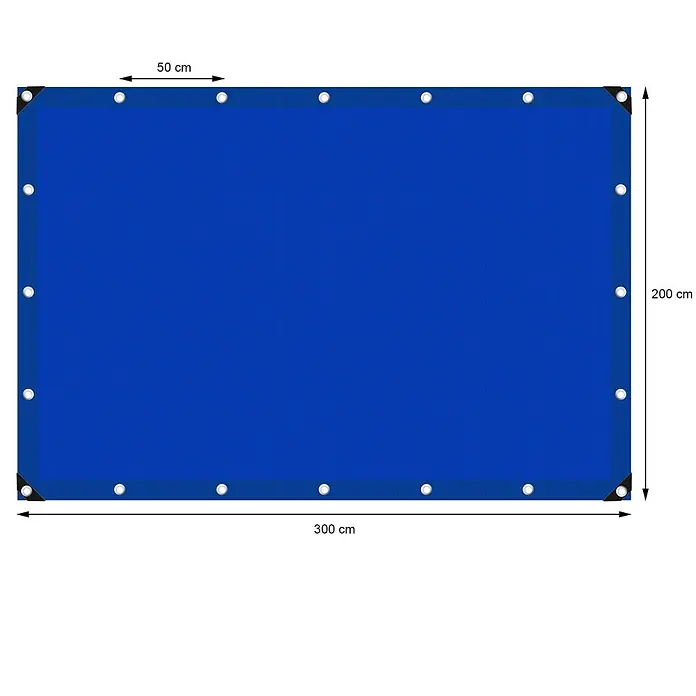 ECD Germany Abdeckplane Gartenplane 180g/m² mit Ösen Reißfeste Regenplane Polyethylen - L x B: 300 x 200 cm, 180 g/m², Kunststoff - Blaues rechteckiges Netzgewebe-Sonnensegel, 300x200 cm, mit Ösen und verstärkten Ecken für Sonnen- oder Sichtschutz.