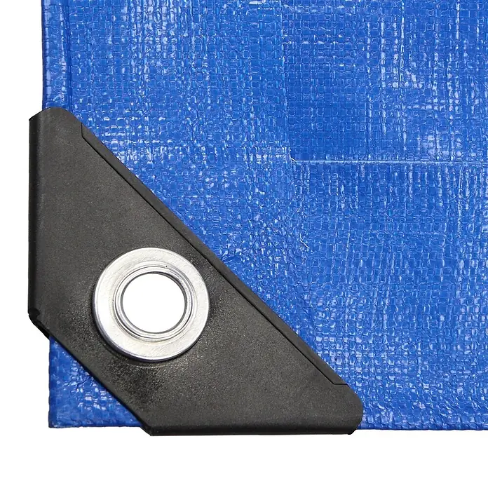 ECD Germany Abdeckplane Gartenplane 260g/m² mit Ösen Reißfeste Regenplane Polyethylen - L x B: 1.000 x 800 cm, 260 g/m², Kunststoff - Blaue Plane mit schwarzer Eckverstärkung und Metallöse.