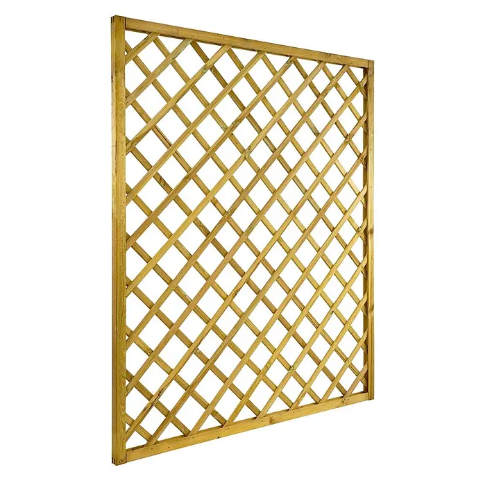 GartenLand Sichtschutzelement VARIO - B x H: 150 x 180 cm, Holz, Kiefer KDI Grün - Hellbraunes Holz-Rankgitter mit diagonalem Gittermuster für Kletterpflanzen.