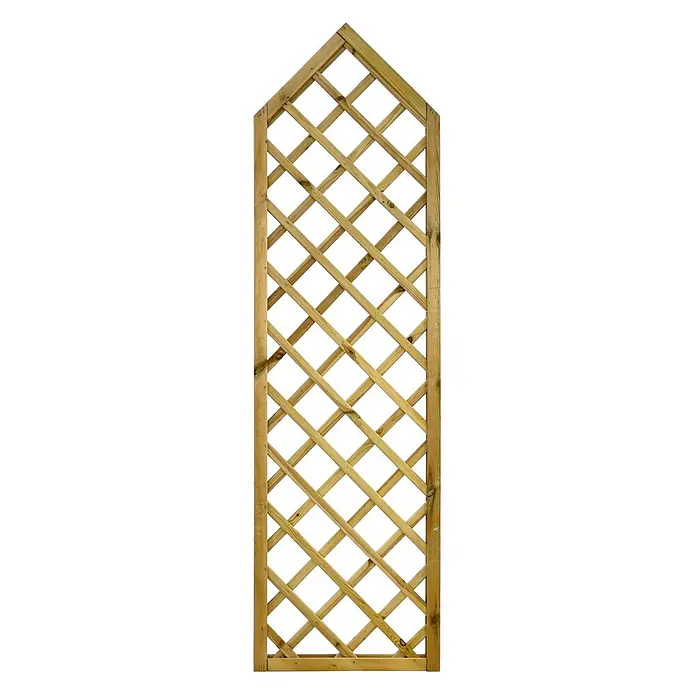 GartenLand Sichtschutzelement VARIO Spitzelement - B x H: 60 x 205 cm, Holz, Kiefer KDI Grün - Hellbraunes Gartenspalier aus Holz mit Bogen und Rautenmuster.