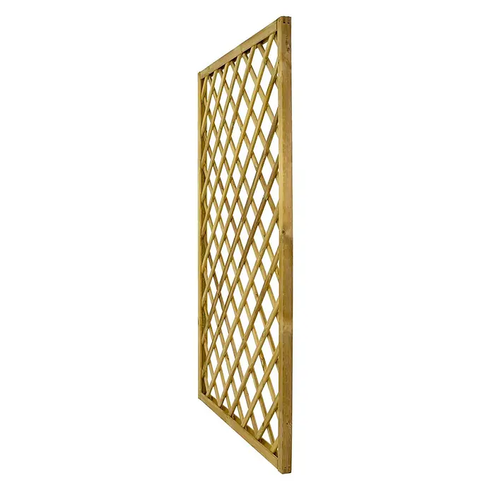 GartenLand Sichtschutzelement VARIO - B x H: 120 x 180 cm, Holz, Kiefer KDI Grün - Hellbraunes Holzspalier mit diagonalem Gittermuster.