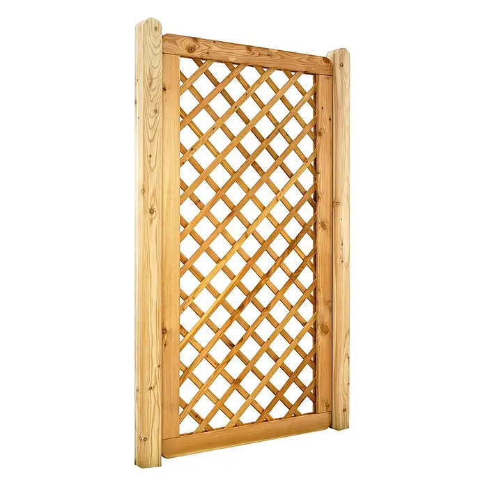 GartenLand Sichtschutzelement NIZZA - B x H: 90 x 180 cm, Holz, Lärche - Helles Holzspalier mit diagonalem Gittermuster und stabilem Holzrahmen.