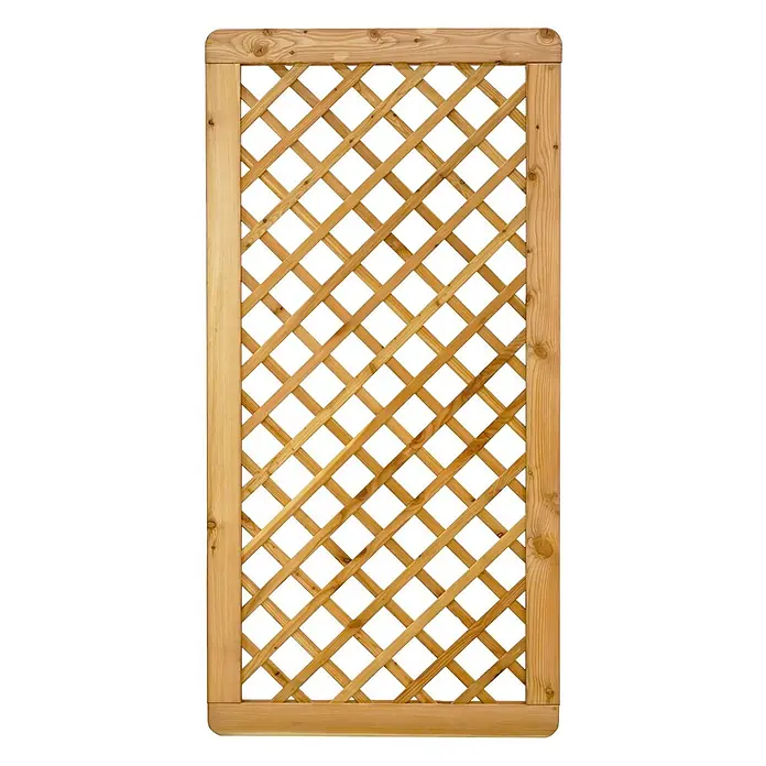 GartenLand Sichtschutzelement NIZZA - B x H: 90 x 180 cm, Holz, Lärche - Hellbraunes Gartenspalier aus Holz mit Rautenmuster.