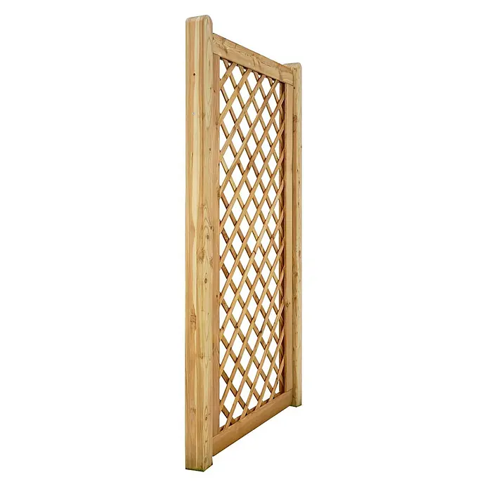 GartenLand Sichtschutzelement NIZZA - B x H: 90 x 180 cm, Holz, Lärche - Gartenspalier aus Naturholz mit diagonalem Gittermuster, stabilen Pfosten und abgerundetem Oberbalken.
