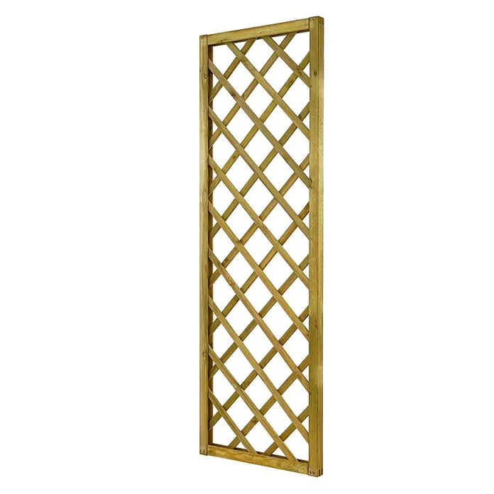 GartenLand Sichtschutzelement VARIO - B x H: 60 x 180 cm, Holz, Kiefer KDI Grün - Grünes Holzspalier mit diagonalem Gittermuster, ideal für Kletterpflanzen.