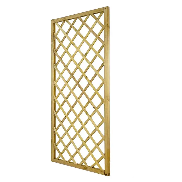 GartenLand Sichtschutzelement VARIO - B x H: 90 x 180 cm, Holz, Kiefer KDI Grün - Helles Holzspalier mit Rautenmuster, ideal für Kletterpflanzen.