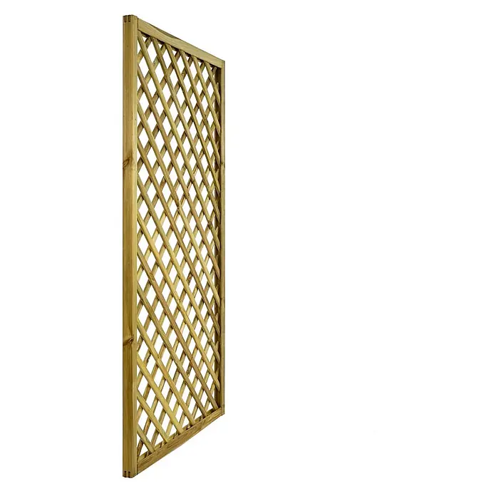 GartenLand Sichtschutzelement VARIO - B x H: 100 x 180 cm, Holz, Kiefer KDI Grün - Helles Holzgitter für den Garten mit diagonalem Rautenmuster und Rahmen.
