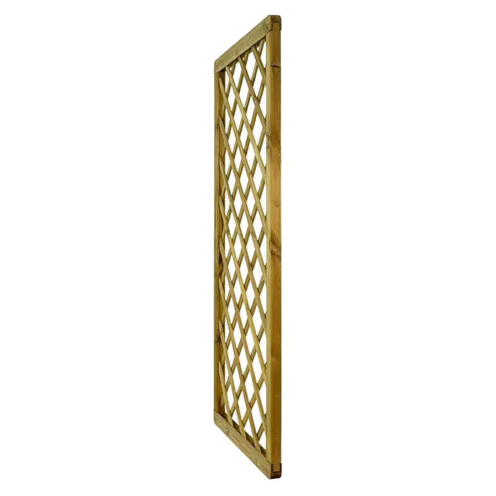 GartenLand Sichtschutzelement VARIO MASSIV - B x H: 90 x 180 cm, Holz, Kiefer KDI Grün - Holzspalier mit diagonalem Rautenmuster, geeignet für Kletterpflanzen oder als Sichtschutz.