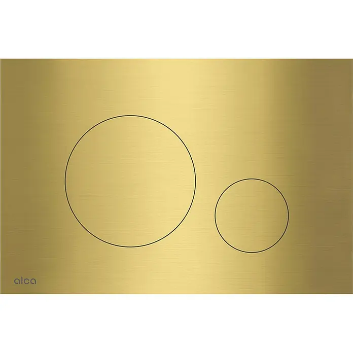 Alcadrain Betätigungsplatte TURN-BRASS - Messing - Alca Spülplatte aus gebürstetem Gold mit zwei runden Tasten.