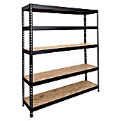 Regalux Metallregal Rivet Atlas (H x B x T: 180 x 160 x 40 cm, Traglast pro Boden: 250 kg, Anzahl Böden: 5 Stk., Stecken, Schwarz) | BAUHAUS