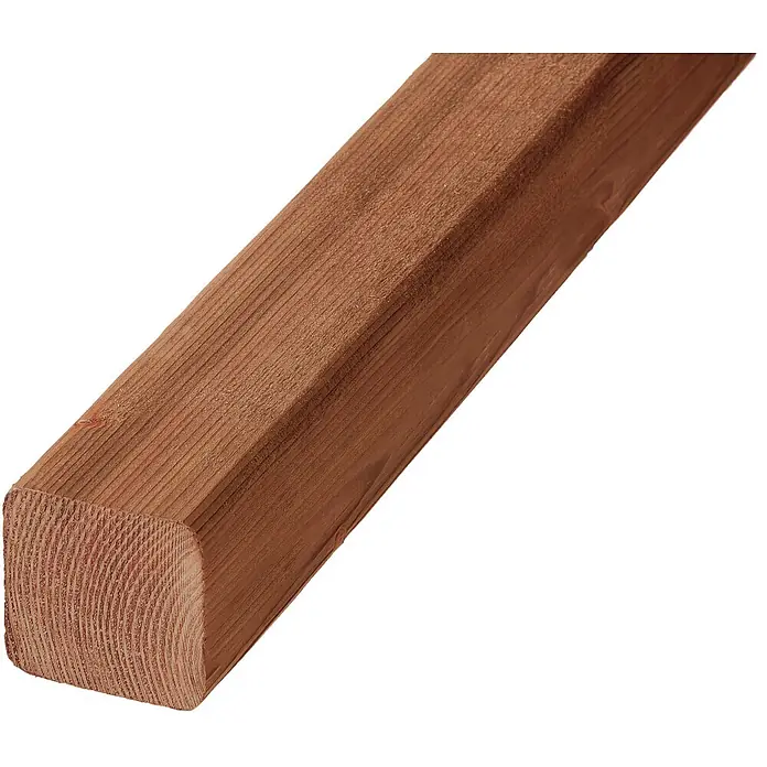 GartenLand Zaunpfosten - Höhe: 190 cm, Braun, Holz - Rotbrauner Holzbalken mit quadratischem Querschnitt, deutlicher Holzmaserung und Jahresringen am Ende.